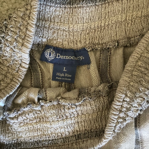 Democracy Linen Blend  Wide Leg Striped Pants with Smocked Waist NWT - Picture 9 of 11